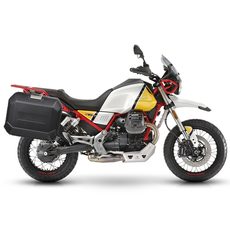 KOMPLETNÁ SADA BOČNÝCH ČIERNYCH HLINÍKOVÝCH KUFROV SHAD TERRA BLACK, 36/47 L LITROV, VRÁTANE MONTÁŽNEJ SADY SHAD MOTO GUZZI V 85 TT