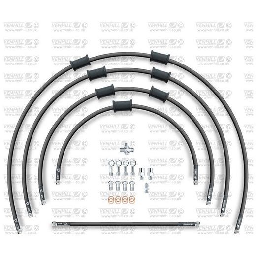ŠTANDART -PREDOK -SADA VENHILL POWERHOSEPLUS SUZ-10002F-BK (5 HADÍC V SADE) ČIERNA HADICA,CHRÓMOVÉ KONCOVKY