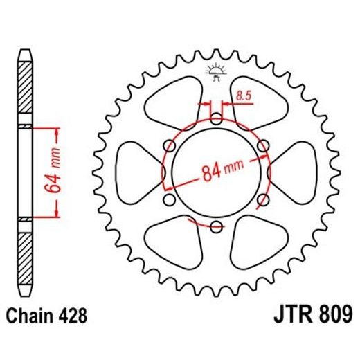 REŤAZOVÁ SADA EK - ZLATÝ REŤAZ 428 SRX, X-KRÚŽOK, KOLIESKO JT, ROZETA JT PRE SUZUKI DR 125 S / SE 1985-1994