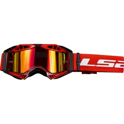 LS2 AURA PRO GOGGLE BLACK RED WITH IRIDIUM VISOR