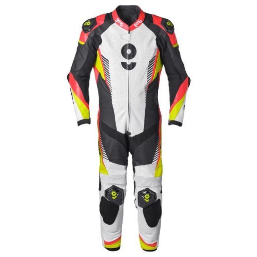 JEDNODIELNA KOŽENÁ KOMBINÉZA GMS GRC-1 ZG71000 BLACK-YELLOW-RED 52H