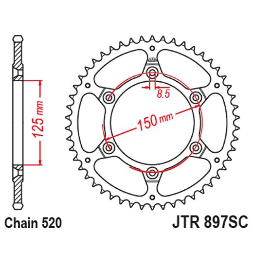 REŤAZOVÁ ROZETA JT JTR 897-43SC 43T, 520 SAMOČISTIACE ĽAHKÉ
