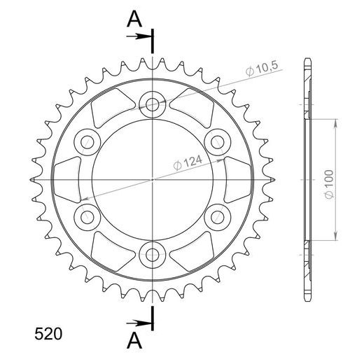REŤAZOVÁ ROZETA SUPERSPROX RFE-735:38-BLK ČIERNA 38T, 520