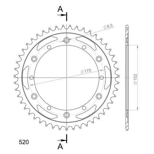 REŤAZOVÁ ROZETA SUPERSPROX RFE-853:47-BLK ČIERNA 47T, 520