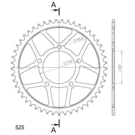 REŤAZOVÁ ROZETA SUPERSPROX RFE-807:49-BLK ČIERNA 49T, 525
