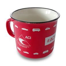 ČERVENÝ PORCELÁNOVÝ HRNEK VE TVARU PLECHÁČKU - #ACICLASSIC