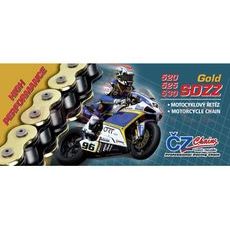 REŤAZ 525SDZZ, ČZ - ČR (FARBA ZLATÁ, 96 ČLÁNKOV VR. NITOVACIE SPOJKY RIVET)