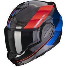 SCORPION PREKLÁPACIA PRILBA NA MOTO EXO-TECH EVO CARBON GENUS, ČIERNA/ČERVENÁ