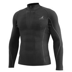 FUNKČNÝ TRIČKO S DLHÝM RUKÁVOM A LÍMCEM NA ZIP K-MERINO, UNISEX TECSO (ČIERNA)