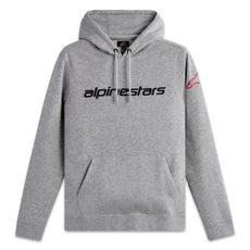 ALPINESTARS WORDMARK HOODIE 3 – VOĽNOČASOVÁ MOTO MIKINA (SIVÁ/ČERVENÁ/ČIERNA)