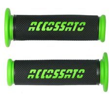 PAIR OF RACING GRIPS ACCOSSATO GR006 IN THERMOPLASTIC RUBBER BLACK WITH COLOURFUL ACCOSSATO SIGN