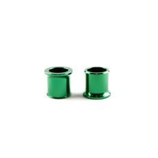 AWORKX DIŠTANČNÉ PUZDRÁ PREDNÉHO KOLESA (DIŠTANČNÉ PODLOŽKY, VYMEDZOVACIE PUZDRÁ), ZELENÉ – KAWASAKI KX 125 / 250 '06–'08, KX-F 250 '06–'20, KX-F 450 '06–'18 (AW-20173)