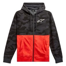 MIKINA CAMO BLOCK HOODIE, ALPINESTARS (ŠEDÁ CAMO/ČERVENÁ FLUO)