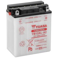 MOTOCYKLOVÁ BATÉRIA 12V, YB12AL-A2, 12,6AH, 150A, KONVENČNÉ YUMICRON 134X80X160, YUASA ORIGINÁL (VR. BALENIE ELEKTROLYTU)