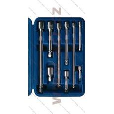 SADA PRODLUŽOVACÍCH NADSTAVCOV S KLOUBEM 1/4", 3/8", 1/2", VYCHÝLENÍ O 15°, 9 KS