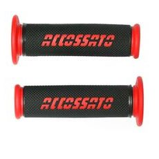 PAIR OF RACING GRIPS ACCOSSATO GR006 IN THERMOPLASTIC RUBBER BLACK WITH COLOURFUL ACCOSSATO SIGN