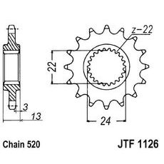 REŤAZOVÉ KOLIEČKO JT JTF 1126-16 16 ZUBOV,520