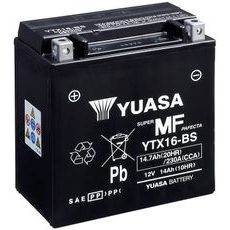 MOTOCYKLOVÁ BATÉRIA 12V, YTX16-BS, 14,7AH, 230A, BEZÚDRŽBOVÁ MF AGM 150X87X161, YUASA ORIGINÁL (VR. BALENIE ELEKTROLYTU)
