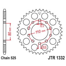 REŤAZOVÁ ROZETA JT JTR 1332-45ZBK 45 ZUBOV,525 ČIERNY ZINOK