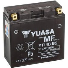 MOTOCYKLOVÁ BATÉRIA 12V, YT14B-BS, 12,6AH, 210A, BEZÚDRŽBOVÁ MF AGM 150X70X145, YUASA ORIGINÁL (VR. BALENIE ELEKTROLYTU)