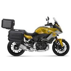 KOMPLETNÁ SADA ČIERNYCH HLINÍKOVÝCH KUFROV SHAD TERRA BLACK, 37 LITROV VRCHNÝ KUFOR, 47L/47 LITROV BOČNÉ KUFRE, VRÁTANE MONTÁŽNEJ SADY A PLATNI SHAD BMW F 900 XR