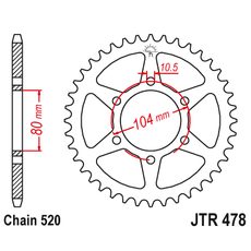 REŤAZOVÁ ROZETA JT JTR 478-46ZBK 46 ZUBOV,520 ČIERNY ZINOK