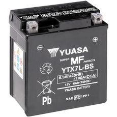 MOTOCYKLOVÁ BATÉRIA 12V, YTX7L-BS, 6,3AH, 100A, BEZÚDRŽBOVÁ MF AGM 115X72X132, YUASA ORIGINÁL (VR. BALENIE ELEKTROLYTU)