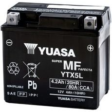 MOTOCYKLOVÁ BATÉRIA 12V, YTX5L, 4,2AH, 80A, BEZÚDRŽBOVÁ MF AGM 115X72X107, YUASA ORIGINÁL (AKTIVOVANÁ VO VÝROBE)