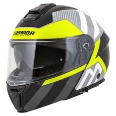 PRILBA MODULO 2.1 PROFILE, CASSIDA (BÍLÁ/ČERNÁ/ŽLUTÁ FLUO/ŠEDÁ, PLEXI S PRÍPRAVOU PRE PINLOCK) 2023