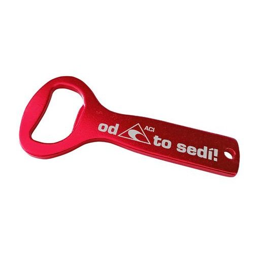 HLINÍKOVÝ OTVÍRÁK NA PIVO-LIMO, ČERVENÝ, LOGO ACI