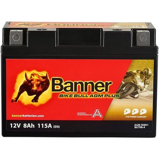 BATÉRIE AGM PLUS 12V, BGT9B-4, 8AH, 115A, BANNER BIKE BULL AGM PLUS 150X70X105