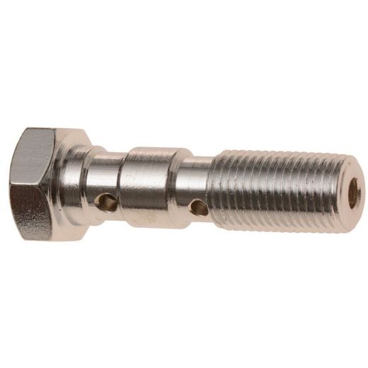 PRIETOKOVÝ SKRUTKA DVOJITÝ M10 X 1 MM (POCHROMOVANÁ OCEĽ)