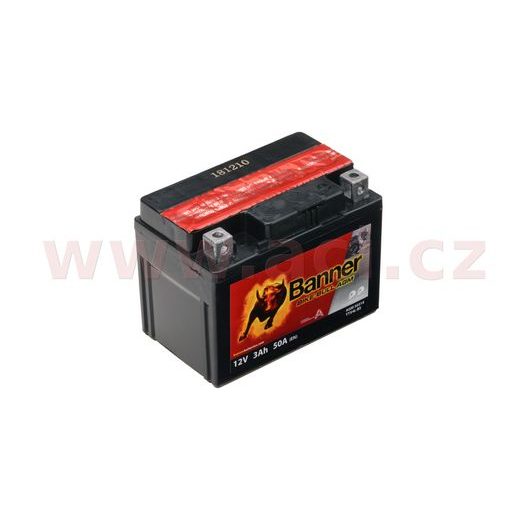 BATÉRIA 12 V, YTX4 L-BS, 3AH, 50A, BANNER BIKE BULL AGM 114X71X86