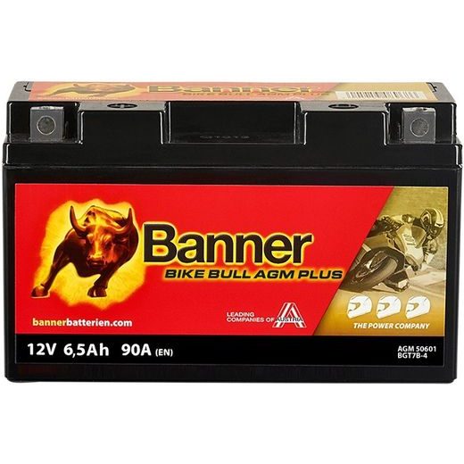 BATÉRIE AGM PLUS 12V, BGT7B-4, 6,5AH, 90A, BANNER BIKE BULL AGM PLUS 150X65X93
