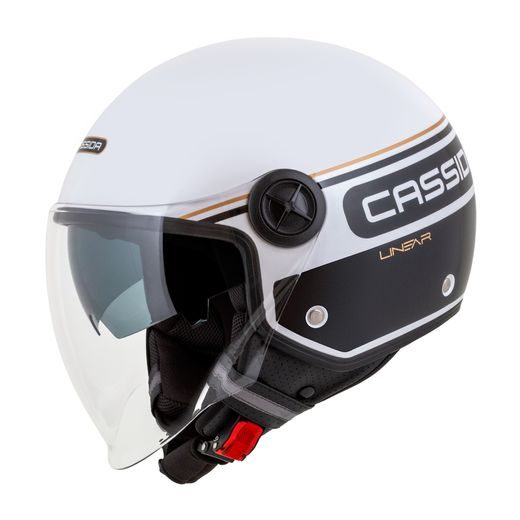 PŘILBA HANDY PLUS LINEAR, CASSIDA (BÍLÁ PERLEŤ/ČERNÁ/ZLATÁ) 2023