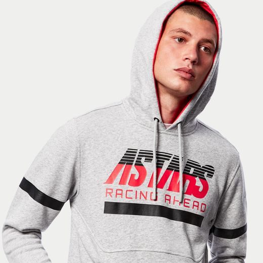 MIKINA CLUB HOODIE, ALPINESTARS (ŠEDÁ/ČERNÁ/ČERVENÁ)