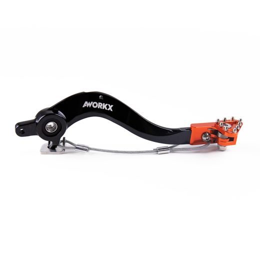 AWORKX PEDÁL ZADNEJ BRZDY (NOŽNÁ BRZDOVÁ PÁKA), ORANŽOVÝ – KTM EXC 125 / 200 / 250 / 300 '08–'16, EXC-F 250 / 450 '08–'16, EXC-F 350 / 500 '12–'16, SX 125 / 250 '08–'15, SX 150 '11–'15, SX-F 250 / 450 '08–'15, SX-F 350 '11–'15 (AW-20263)