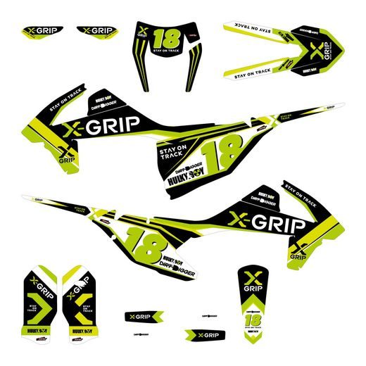 SÚPRAVA POLEPOV MOTOCYKLA X-GRIP – ČIERNA/ZELENÁ – KTM EXC 250 (2017) A ĎALŠIE MODELY