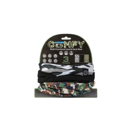 NÁKRČNÍKY COMFY CAMO, OXFORD (SADA 3 KS)