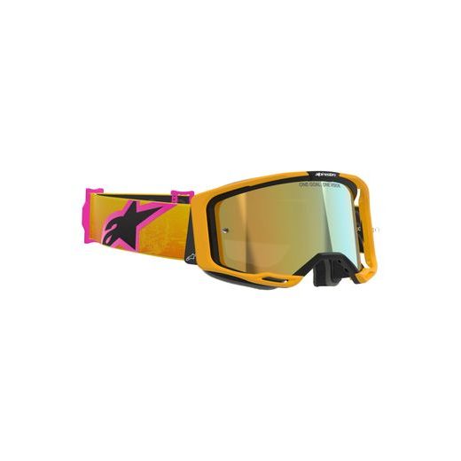 ALPINESTARS VISION 8 CORP – MOTOKROSOVÉ OKULIARE NA MX A ENDURO (ORANŽOVÁ/ŽLTÁ/RUŽOVÁ, ZRKADLOVÉ ZLATÉ PLEXI) 2026