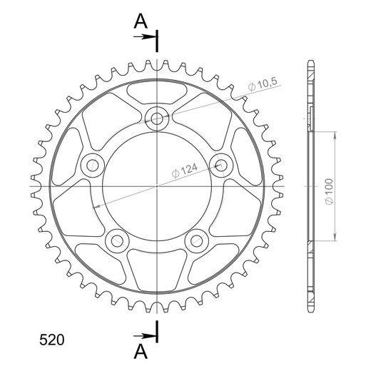 REŤAZOVÁ ROZETA SUPERSPROX RFE-743:44-BLK ČIERNA 44 ZUBOV,520