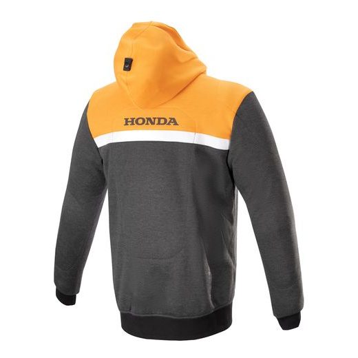 BUNDA CHROME STREET HOODIE HONDA KOLEKCE, ALPINESTARS (ČERNÁ/ŠEDÁ/ORANŽOVÁ) 2024
