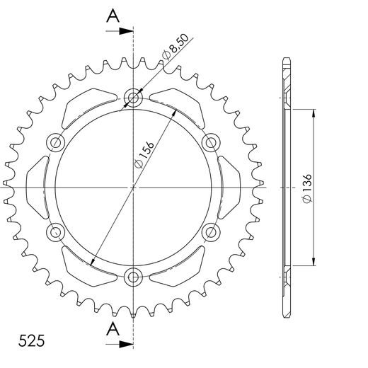 REŤAZOVÁ ROZETA SUPERSPROX RFE-1791:43-BLK ČIERNA 43 ZUBOV,525