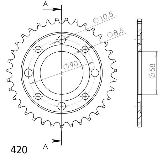 REŤAZOVÁ ROZETA SUPERSPROX RFE-214:35-BLK ČIERNA 35 ZUBOV,420