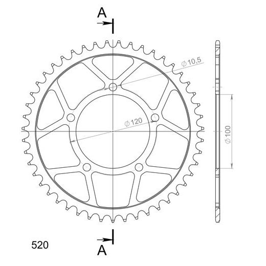 REŤAZOVÁ ROZETA SUPERSPROX RFE-703:47-BLK ČIERNA 47 ZUBOV,520