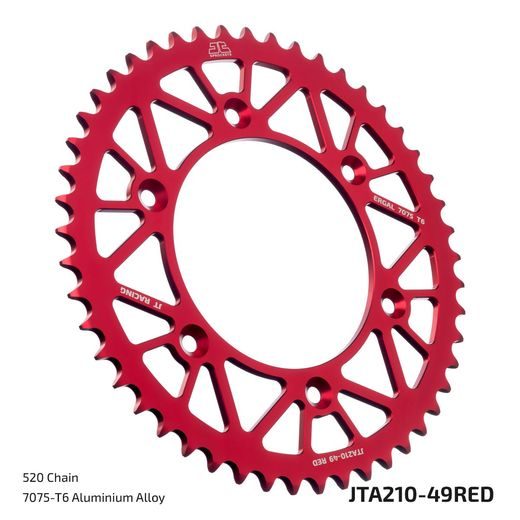 DURALOVÁ ROZETA PRE SEKUNDÁRNE REŤAZY TYPU 520, JT (ČERVENÁ, 49 ZUBOV)