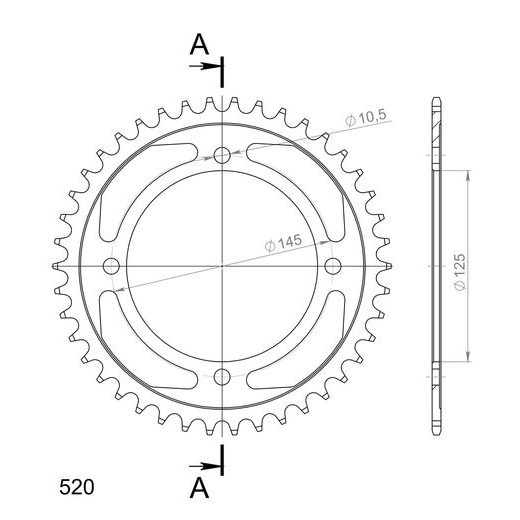 REŤAZOVÁ ROZETA SUPERSPROX RFE-857:42-BLK ČIERNA 42 ZUBOV,520