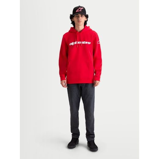 ALPINESTARS RACE WORDMARK HOODIE – VOĽNOČASOVÁ MOTO MIKINA (ČERVENÁ/BIELA)