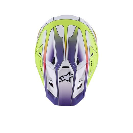 PRILBA SM7 FUSE, ALPINESTARS (BÍLÁ/ŽLUTÁ FLUO/FIALOVÁ) 2026