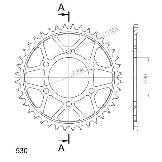REŤAZOVÁ ROZETA SUPERSPROX RFE-488:40-BLK ČIERNA 40 ZUBOV,530
